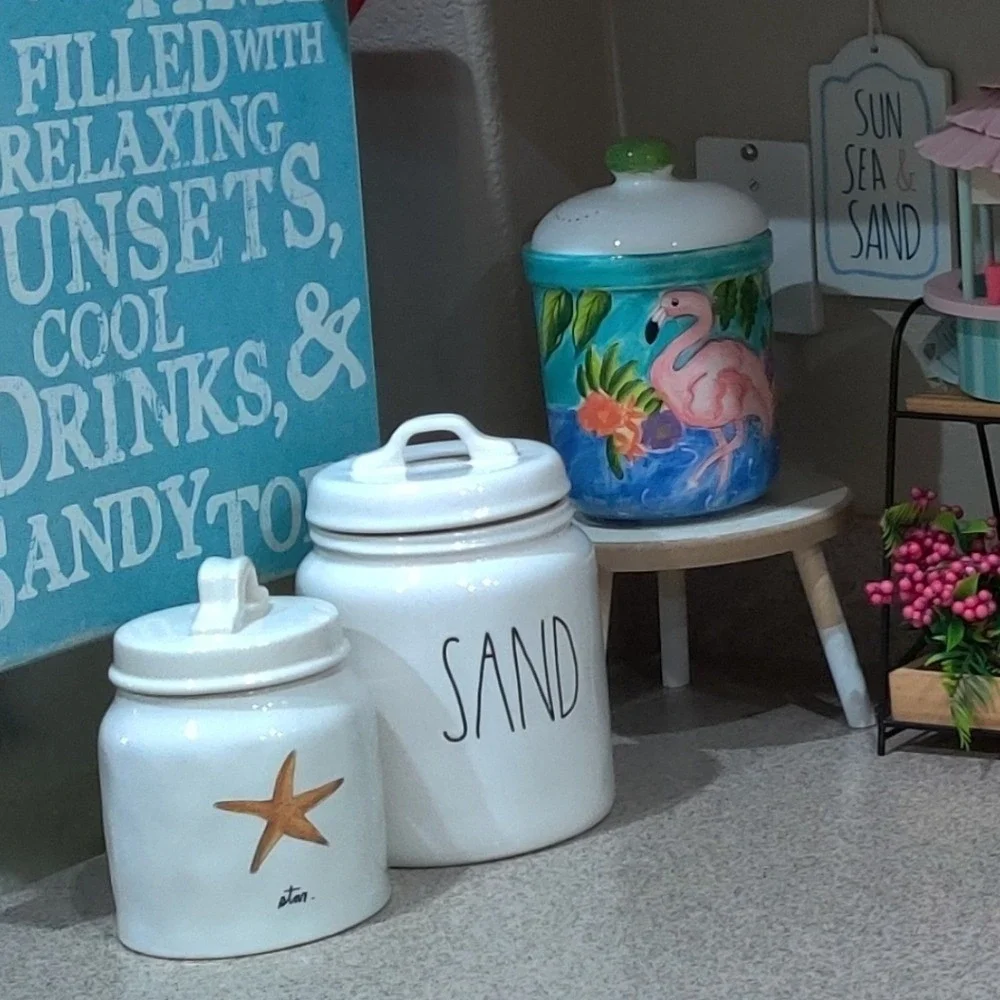 Rae Dunn Sand‎ Beach Ceramic Canister Summer Coastal Nautical